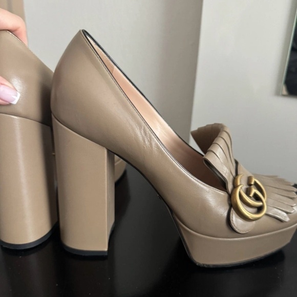 Gucci Shoes - Gucci Tan Leather Women's Platform Heels